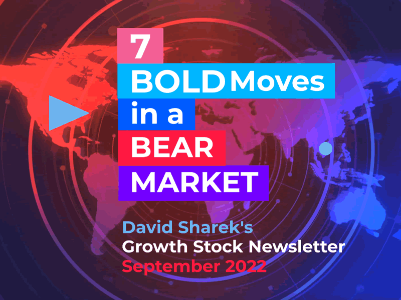 Featuring '7 BOLD Moves in a Bear Marker by David Sharek's Growth Stock Newsletter September 2022'.