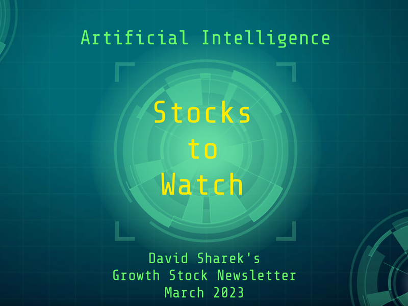 The School of hard stocks Artificial Intelligence Stocks to watch by David Sharek's Growth Stock Newsletter.