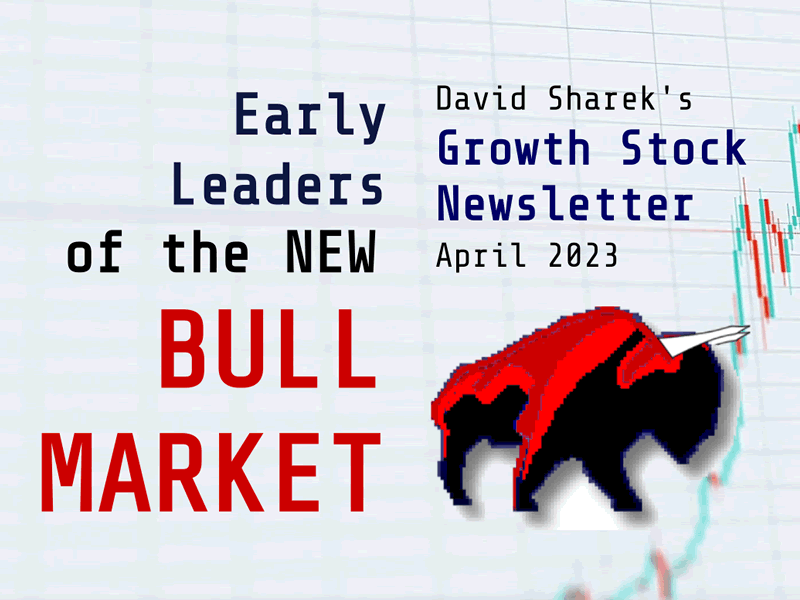 Early Leaders of the new bull Market by David Sharek's Growth Stock Newsletter April 2023.